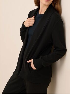 Pact Black Organic Airplane Drape Open Cardigan Size X-Large